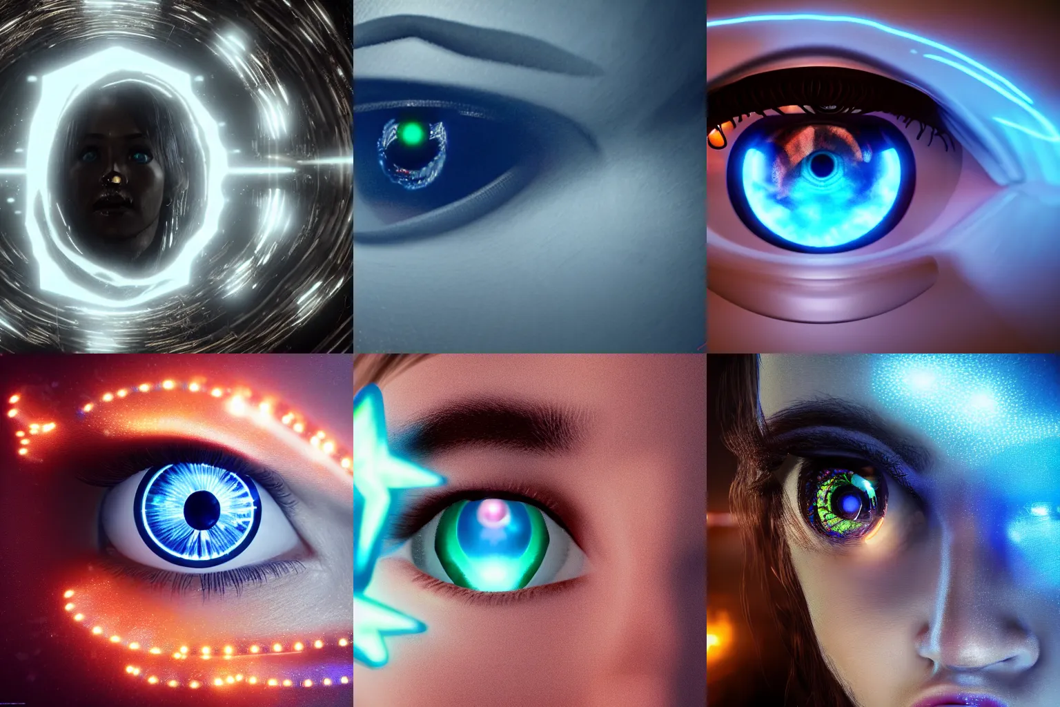 Prompt: eyes glowing ethereal lights, movie poster, ethereal, concept art, unreal engine hyperreallistic render 8k