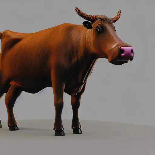 Prompt: a 3 d render of a cow character, ps 1 video game