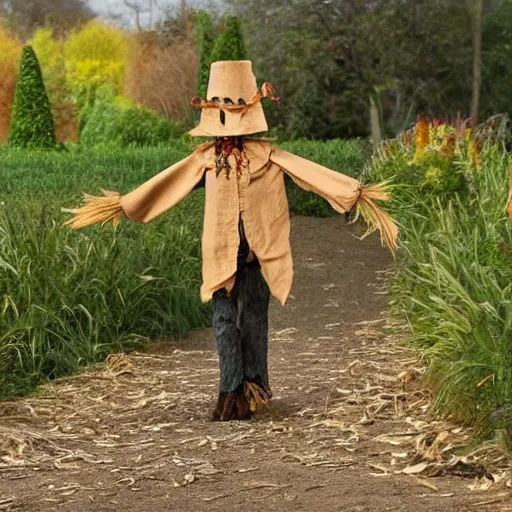 Prompt: a scarecrow doing a catwalk