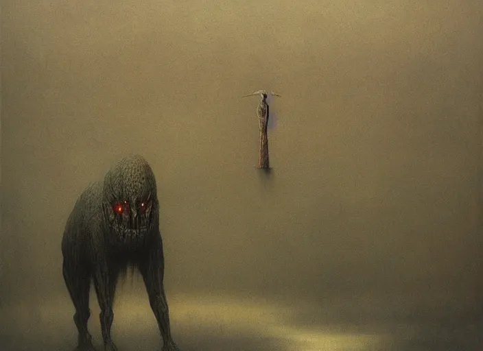 Prompt: lamasu beast, beksinski