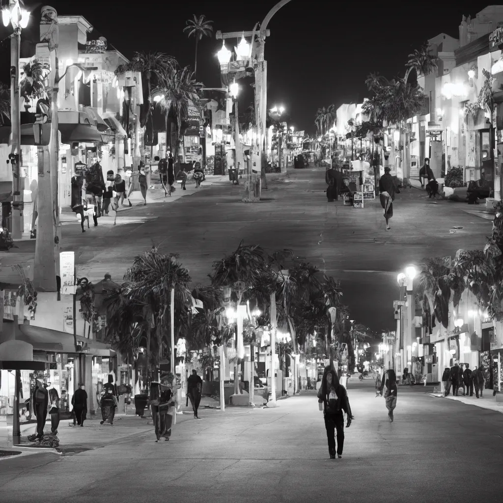 Image similar to a vampire walking on Ventura Boulevard, Los Angeles at night