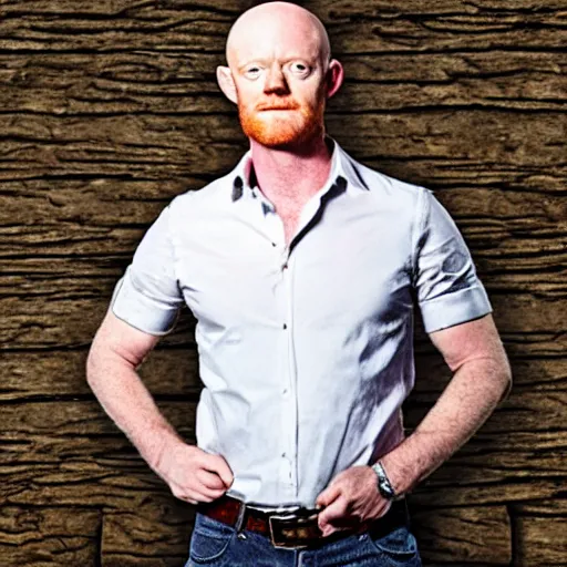 Prompt: max branning as a centaur outside wooden castle walls