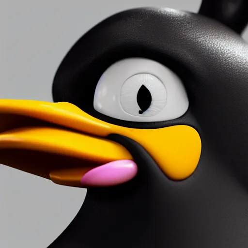 Prompt: close up of daffy duck sweating dope sick vomiting, hyper realistic photorealism, octane render, 3 d, hyper detailed.