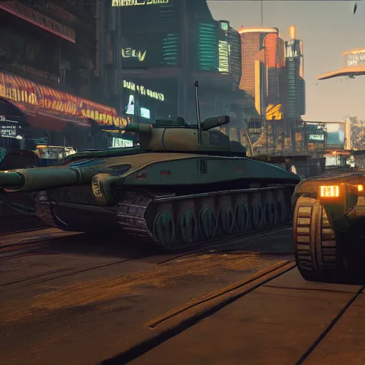 Image similar to maus tank in cyberpunk 2077