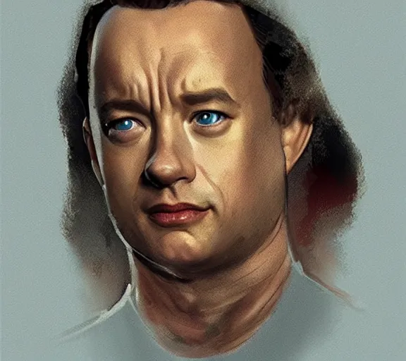 Prompt: Tom hanks as forrest gump wearing a shrimp necklace, realistic face, digital art, in the style of Raphael Lacoste, amazing detail, artstation