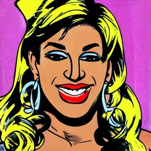 Prompt: a 1 9 8 0 s comic book painting of nene leakes