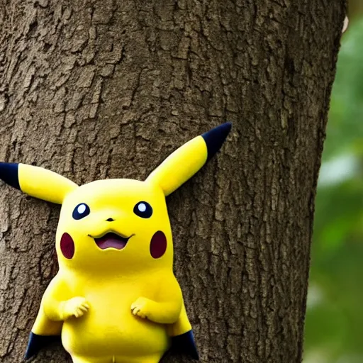 Prompt: photo of pikachu in a tree, fur, realistic, national geographic