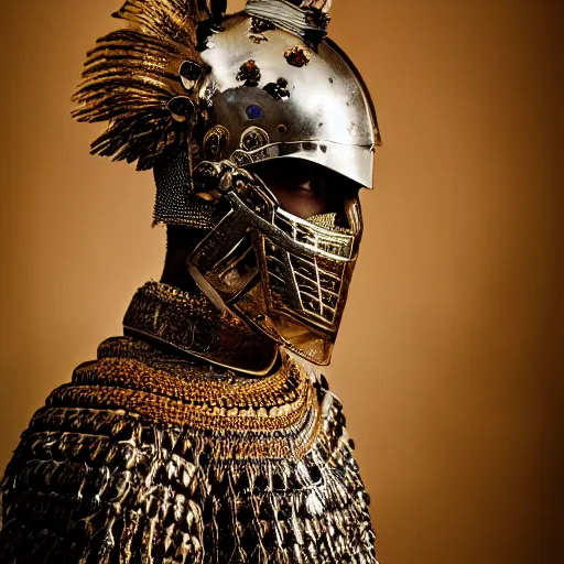 Prompt: a portrait of a beautiful young sumerian male wearing an alexander mcqueen armor , photographed by andrew thomas huang, artistic