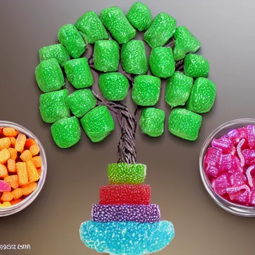 Image similar to the tree of life made up of candy