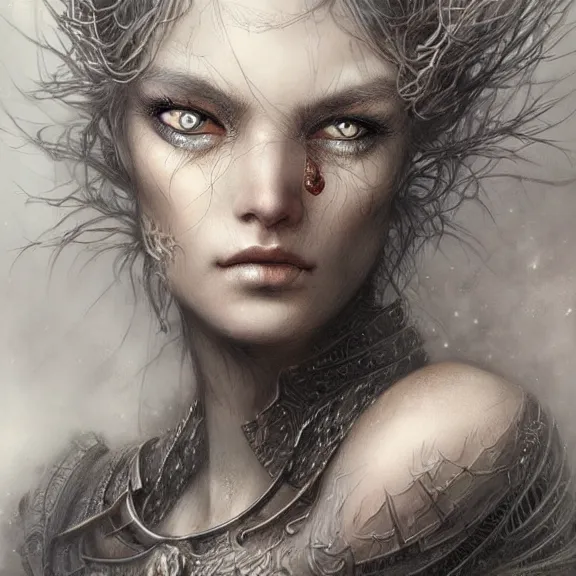 Image similar to a highly detailed portrait in the style of luis royo and in the style of peter mohrbacher..