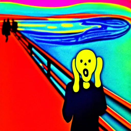 Prompt: the scream no background 3 d render, cartoon, 3. 5 mm, 2 d, realistic