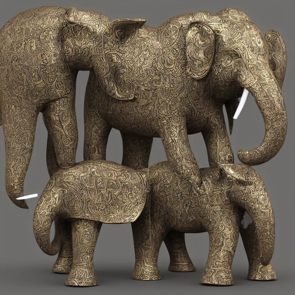 Image similar to 3 d render of a beautiful decorated robotic elephant