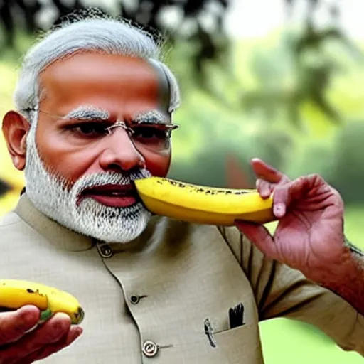 Prompt: Narendra Modi eating a banana