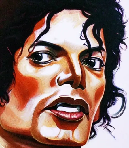 Image similar to portrait of michael jackson by philip pearlstein, high quality, high detail