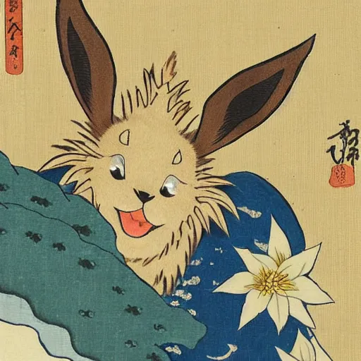 Image similar to Beautiful Ukiyo-e painting of an Eevee