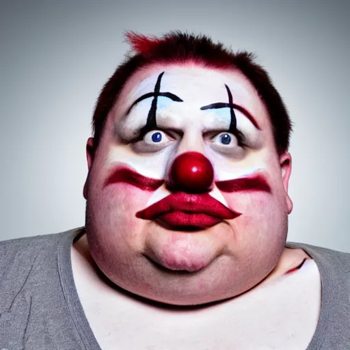 Image similar to obese man in clown makeup