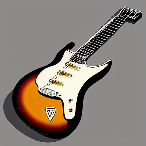 Prompt: a mid century electric guitar from the memphis school of design, concept art.