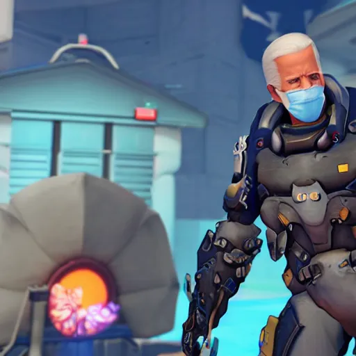 Image similar to screenshot of joe biden as an overwatch character