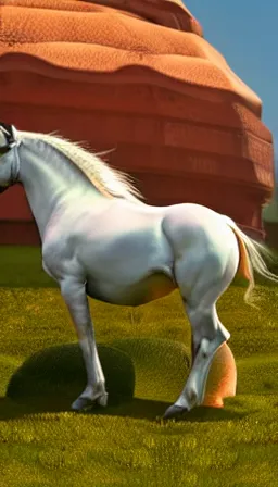 Image similar to horses laying eggs, photorealistic, award - winning, hyperrealistic, 4 k, ultra hd, octane rendering, unreal 5 engine