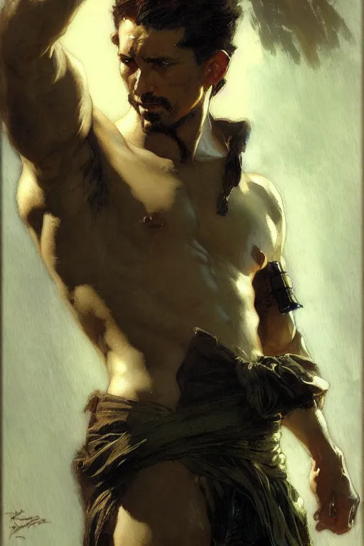 Image similar to attractive man, painting by gaston bussiere, craig mullins, j. c. leyendecker, yoji shinkawa, tom of finland