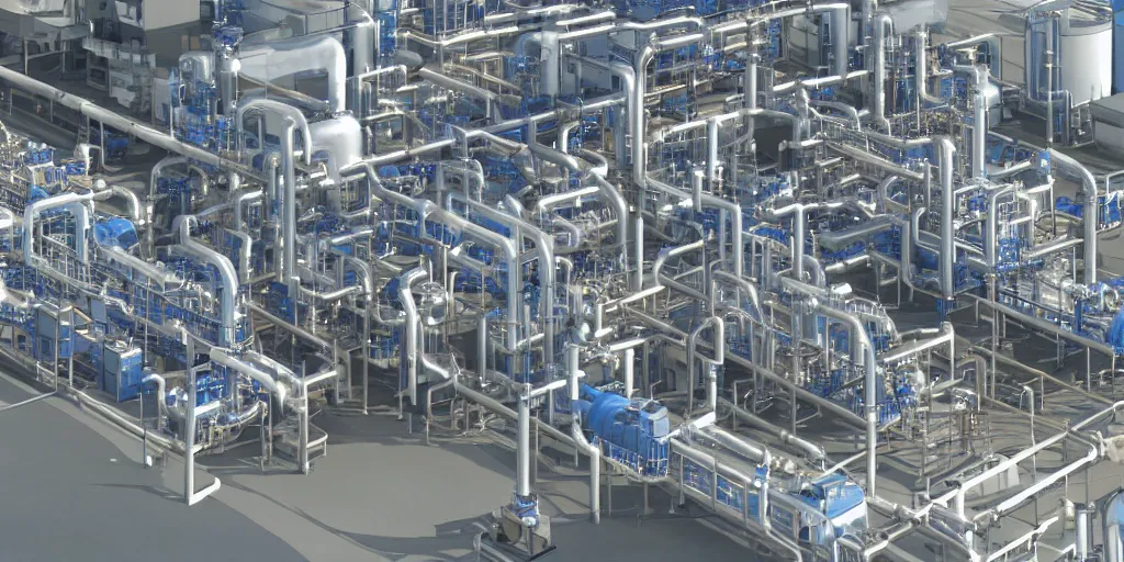 Image similar to a beautiful futuristic hyper realistic oil pipes processing plant