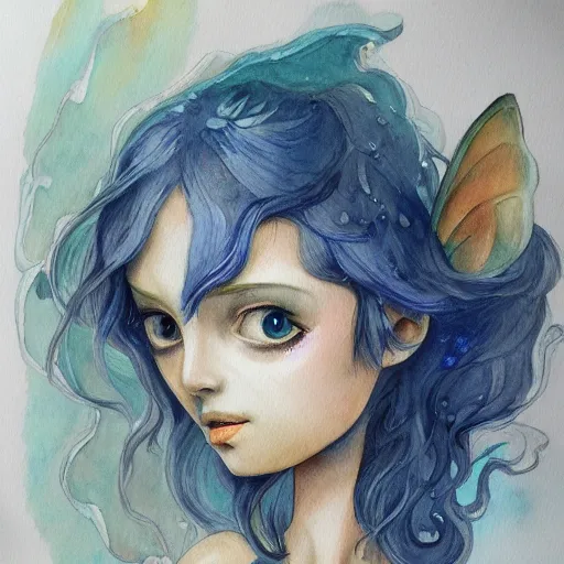 Image similar to water color on paper, ethereal pixie, highly detailed, artstation, masterpiece, award - winning,