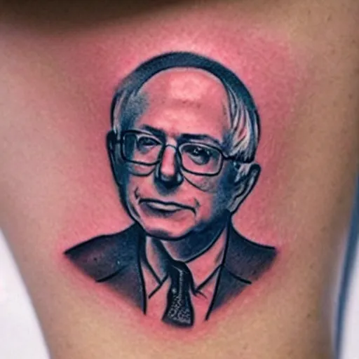 Prompt: “a tattoo of Bernie sanders”