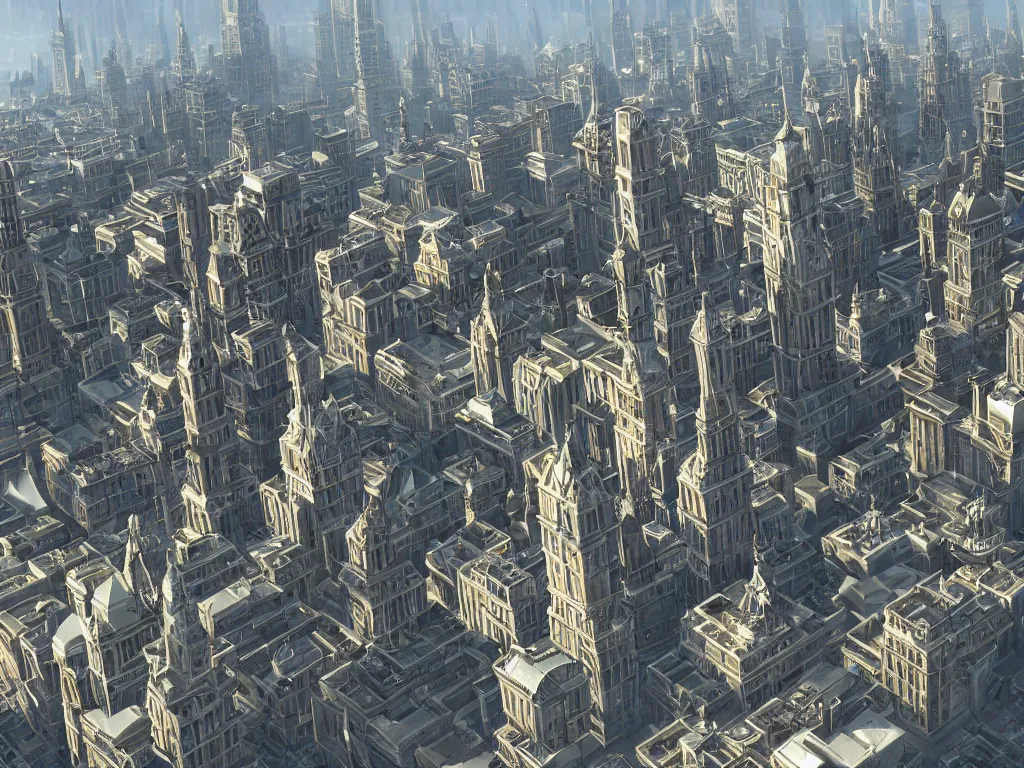 Prompt: gigiantic empty city with six extremely tall towers, global illumination, hyperrealistic, volumetric lighting, epic cinematic shot, perfectly defined features, ambient occlusion