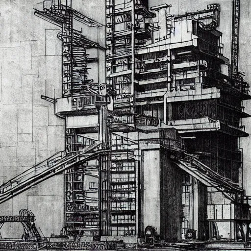 Prompt: Industrial Anime Superdesign created by Leonardo da Vinci in the style of Bernard Tschumi