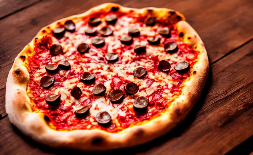 Prompt: macro shot of a pizza slice, natural light, cinematic lighting, 8 k