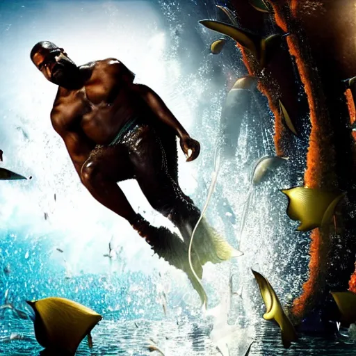 Image similar to kanye west as an aquaman 4k