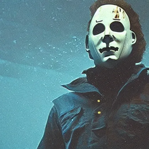 Image similar to michael myers under water