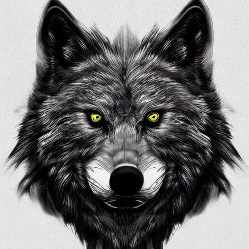 alpha wolf head, scarred eye, head, digital art, | Stable Diffusion