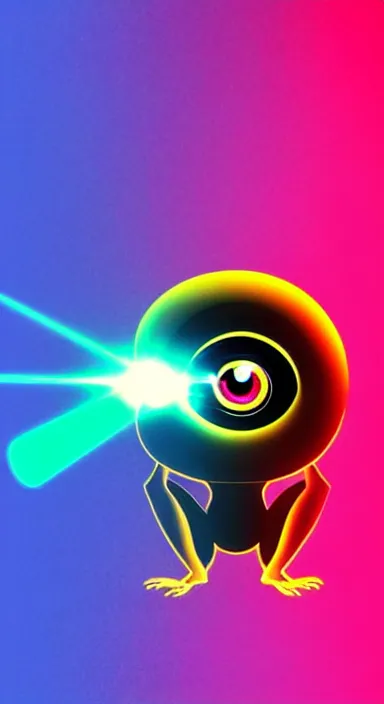 Image similar to “ big eye monkey holding laser gun floating in clouds, digital art, super aesthetic, art station childish style ”