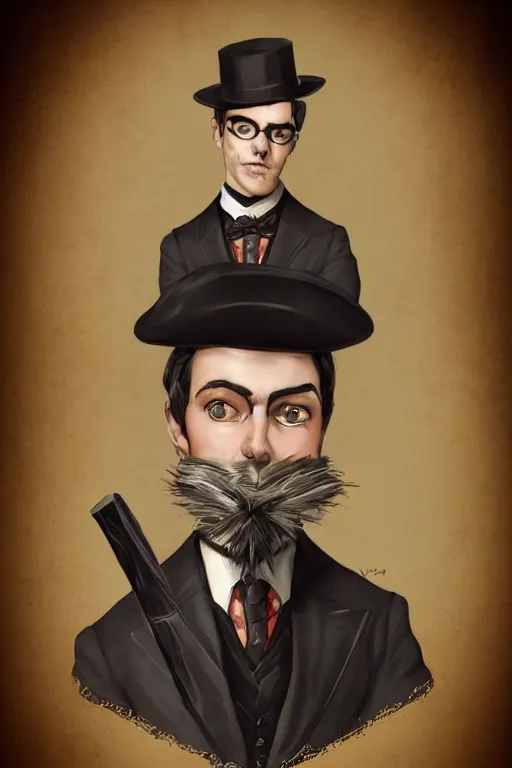 Image similar to a portrait of a handsome spider!!! wearing a monocle and a victorian suit, character art, headshot, trending on artstation