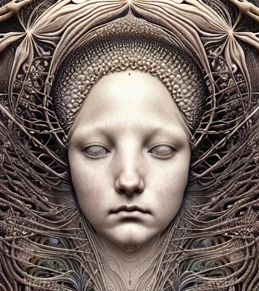 Image similar to detailed realistic beautiful tide goddess face portrait by jean delville, gustave dore, iris van herpen and marco mazzoni, art forms of nature by ernst haeckel, art nouveau, symbolist, visionary, gothic, neo - gothic, pre - raphaelite, fractal lace, intricate alien botanicals, ai biodiversity, surreality, hyperdetailed ultrasharp octane render