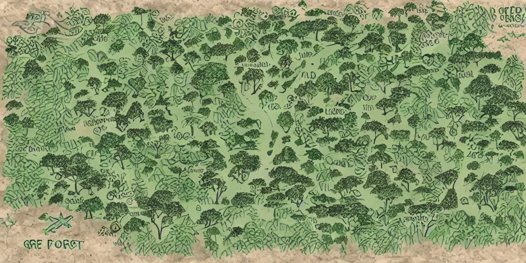 Image similar to A hand drawn map of the great forest