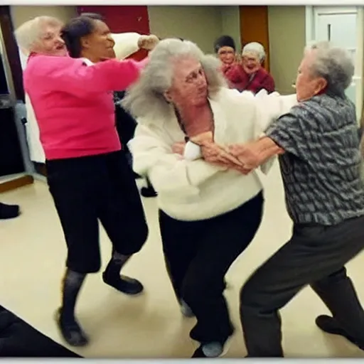 Prompt: fight at a retirement home