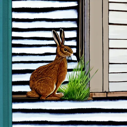 Image similar to the hare went out on the porch to scratch his egg