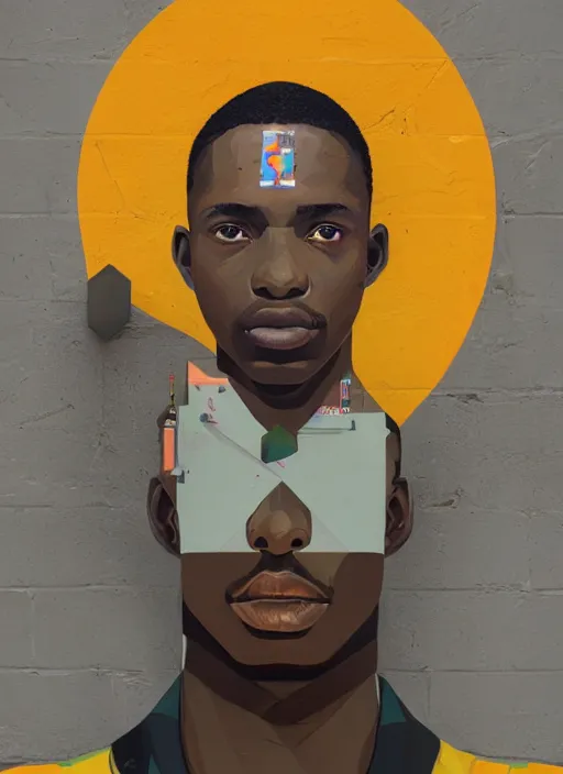 Image similar to symmetry!! portrait of an african man, by sachin teng, organic, cables, matte painting, geometric shapes, hard edges! graffiti, street art