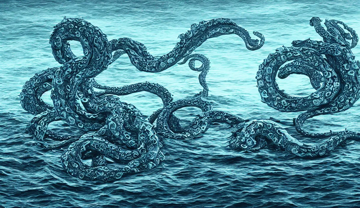 Image similar to kraken in the middle of the sea, hd, hdr, 8 k