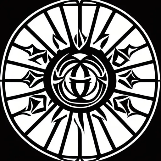 Prompt: an alchemical symbol for the sun, vector art, line art, pen, black and white