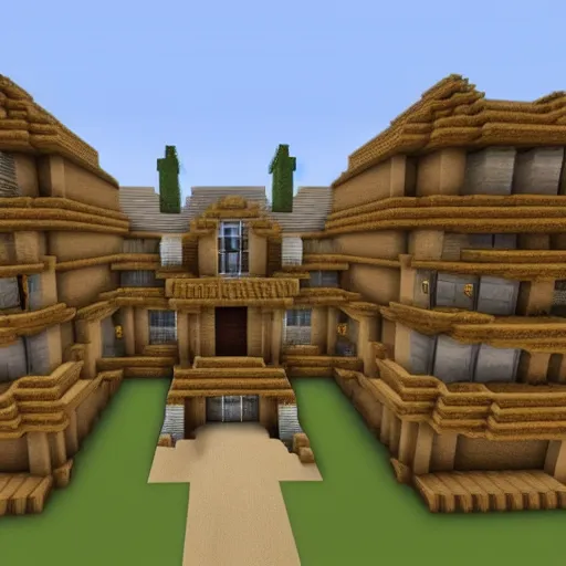Image similar to minecraft mansion made of flesh
