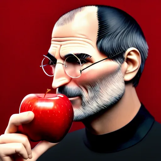 Prompt: selfie of steve jobs with juicy red apple on his head, front angle, stunning 3 d render claymation art inspired by william child, illustration by norman rockwell and leyendecker, realistic, highly detailed attributes and atmosphere, dim volumetric cinematic lighting, 8 k octane detailed render, post - processing, masterpiece, vignette, soft focus, vibrant colors