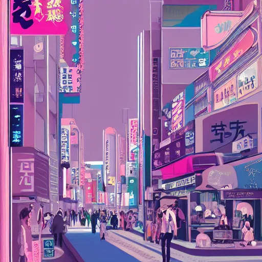 Prompt: pastel colored digital art of tokyo, trending on artstation