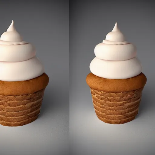 Image similar to ice cream cupcake shaped like screaming pinhead, octane render, centered, highly detailed