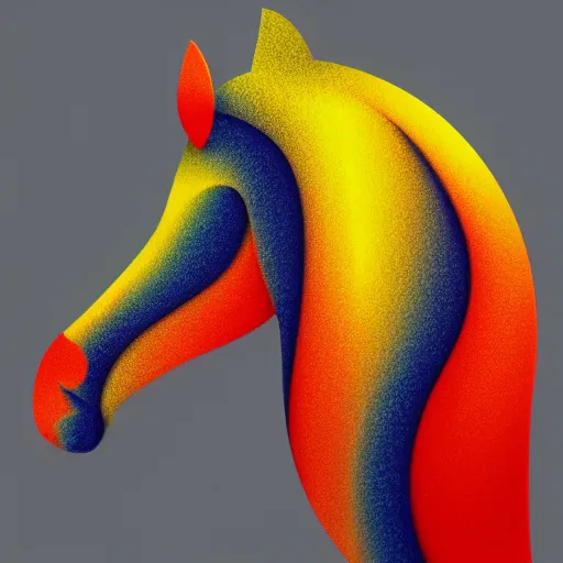 Image similar to horse head statue , gradient from red to yellow background