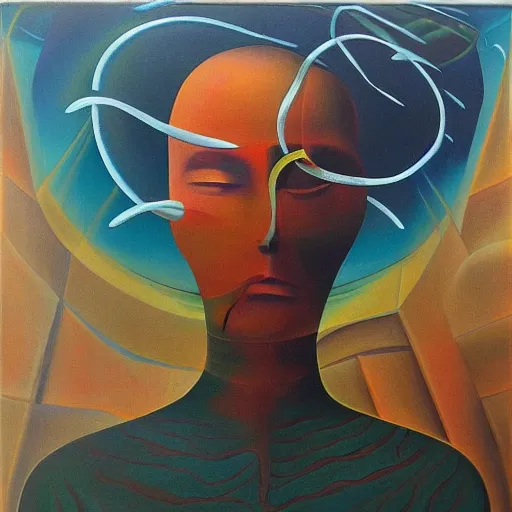 Image similar to the aquarius mind, surrealism, oil on canvas, masterpiece, award - winning