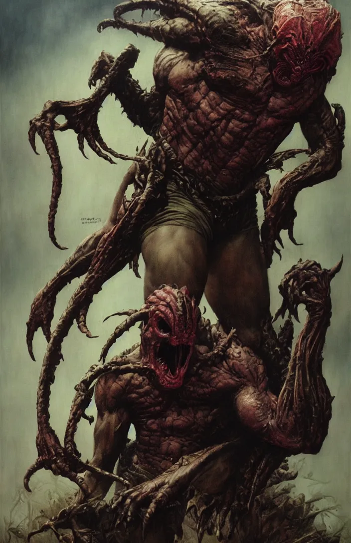 Image similar to the predator in the style of wayne barlowe, gustav moreau, goward, bussiere, roberto ferri, santiago caruso, luis ricardo falero, frazetta, boris vallejo