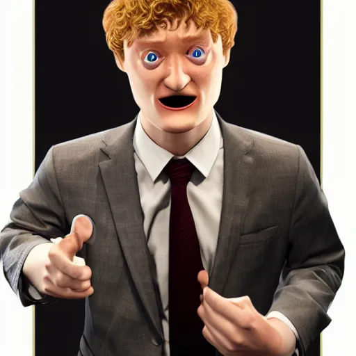 Prompt: realistic computer still of James Acaster in Five Nights at Freddys